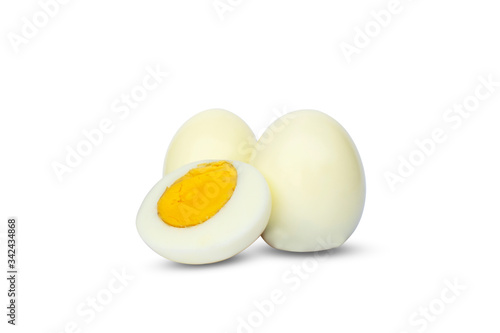Boiled eggs are a highly nutritious food, isolated on a white background, a healthy food concept for those who want to lose weight or control their diet.