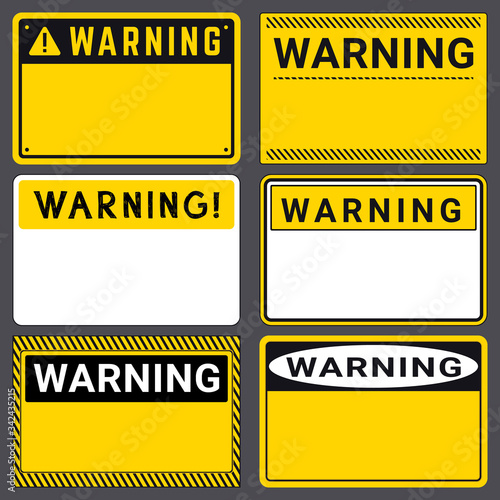 Warning. Safety Blank Labels with Space for Your Text. Various Embodiments Safety Banners