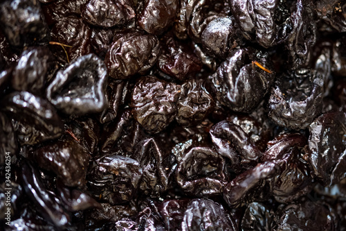 Prunes in a box on the market.