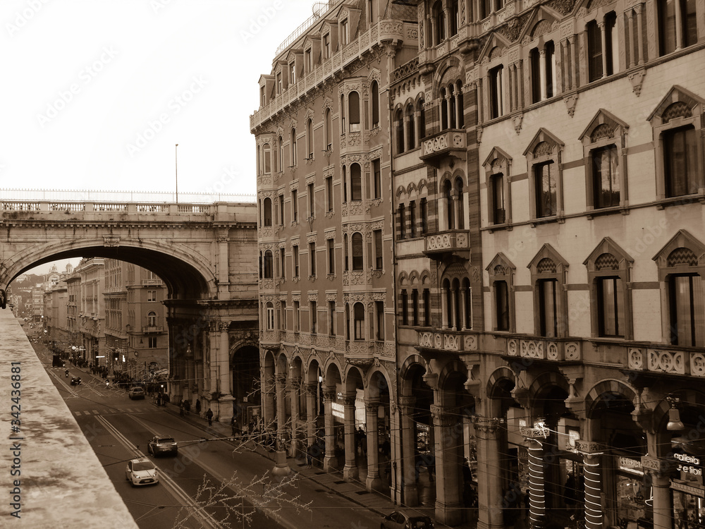 Genova, Italy - 04/20/2020: Editing some old photos of the city of Genova from home with basic struments.