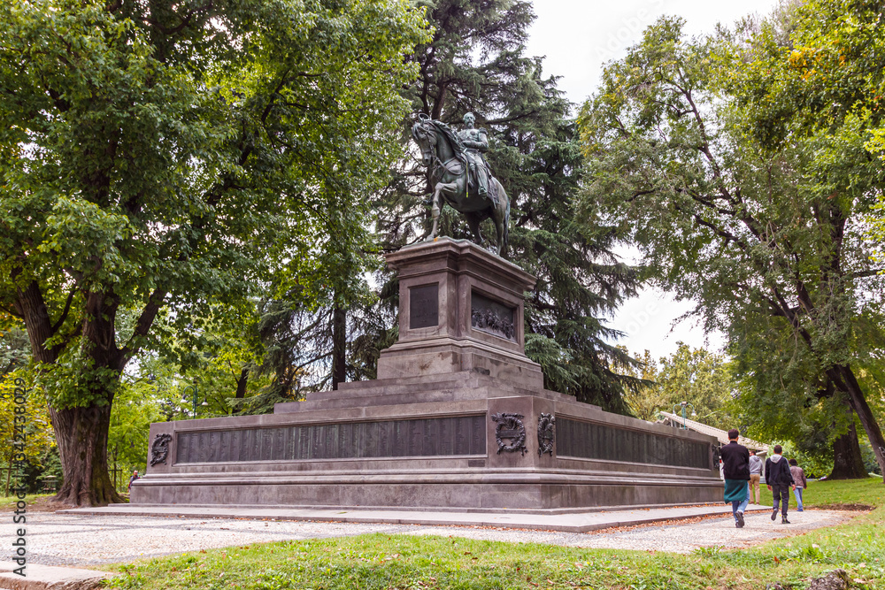 Monument to Napoleon III executed sculptor Francesco Barzaghi. Established in 1886 in the park Sempione in Milan, Italy.