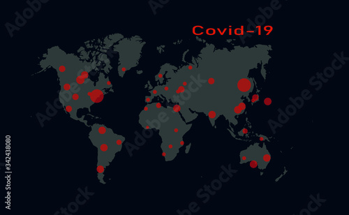 World map with the incidence of Covid-19
