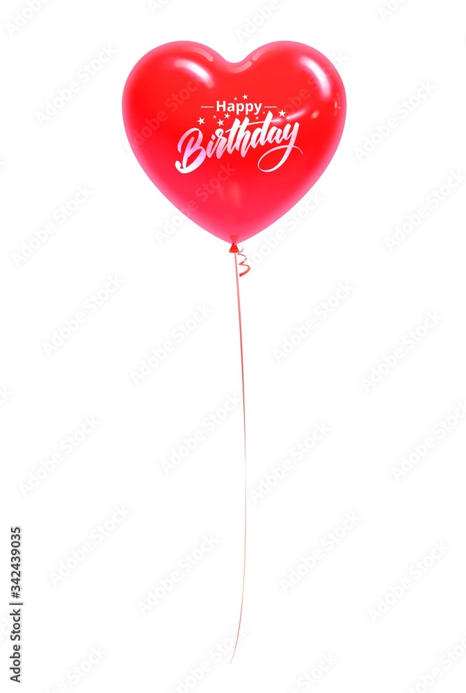 Red ball in the shape of a heart with the inscription Happy Birthday Red ball in the shape of a heart with the inscription Happy Birthday