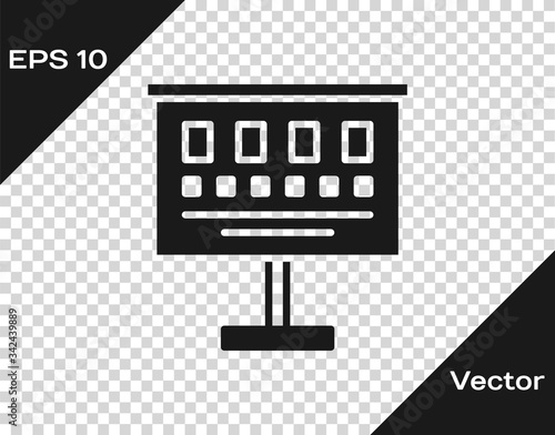 Black Eye test chart icon isolated on transparent background. Poster for vision testing in ophthalmic study. Snellen chart.  Vector Illustration