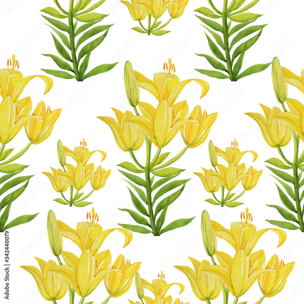 Naklejka premium yellow lily pattern isolate object white background flower