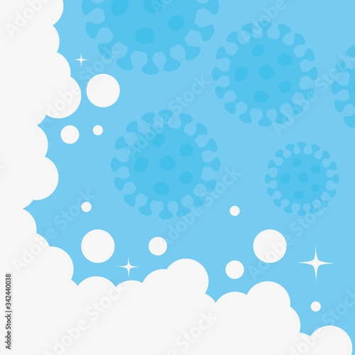coronavirus blue background, colorful design