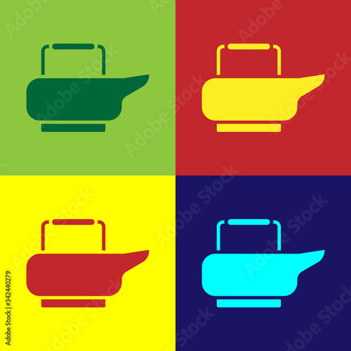 Pop art Bedpan icon isolated on color background. Toilet for bedridden patients.  Vector Illustration