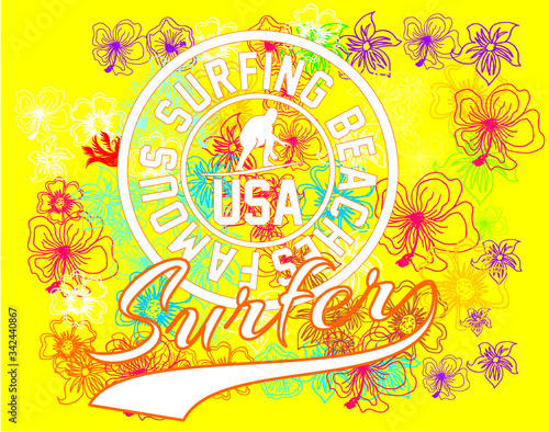 summer sports surfer print and embroidery graphic design vector art © a1vector