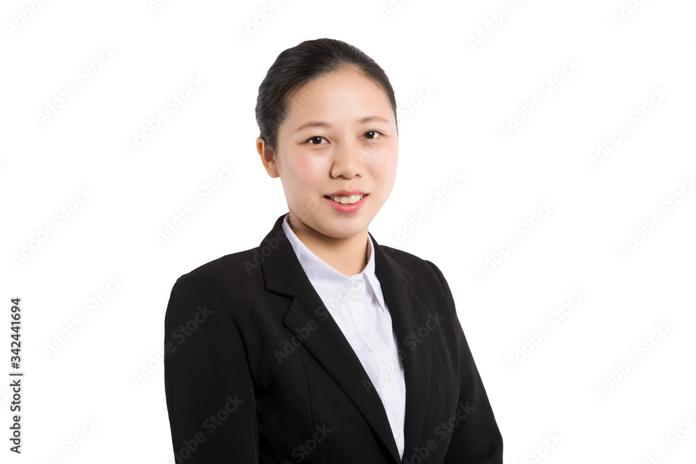 Asian business woman with open hand. Asian business woman with open hand.