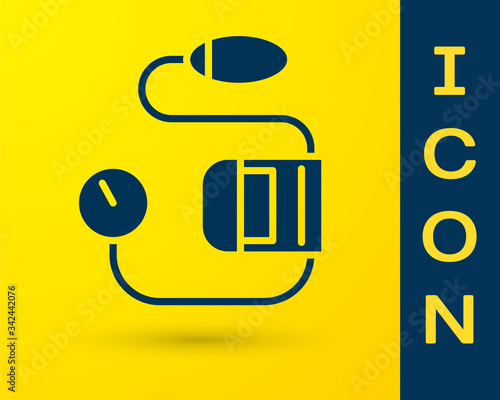 Blue Blood pressure icon isolated on yellow background.  Vector Illustration