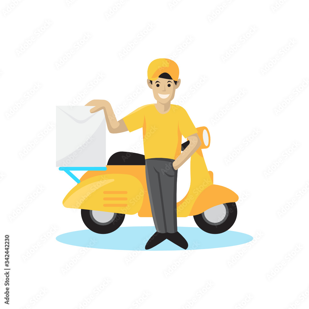 Express Delivery by motorcycle or scooter flat style logo design vector template for company Express Delivery by motorcycle or scooter flat style logo design vector template for company
