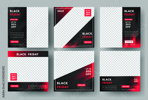Fashion Sale. Black Friday Social Media Post Banner Template.With Modern Abstract Color Composition. Vector