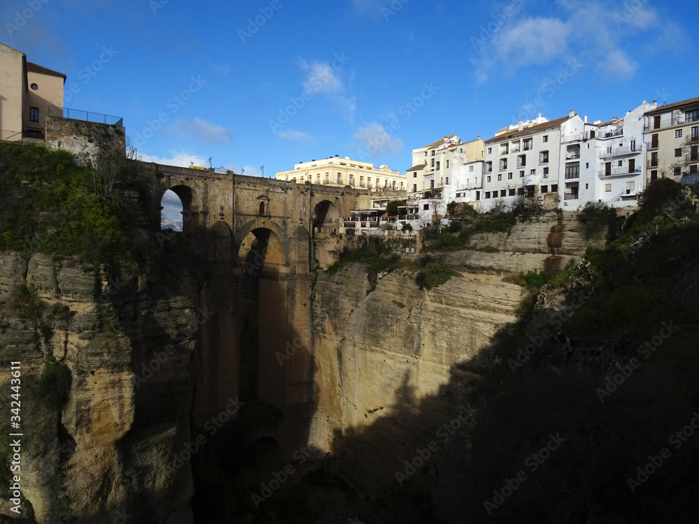 Baroque New Bridge of Ronda on the canyon of the river Guadalevin. 18 Century.  Spain. 