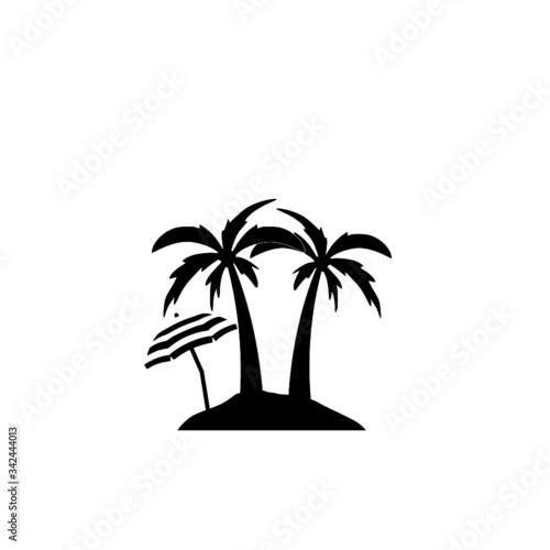 Sunny island beach icon isolated on white background