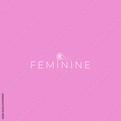 feminine dandelion logotype design template