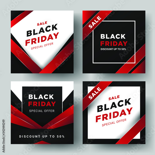 Black Friday Social Media Post Banner Template.With Modern Abstract Color Composition. Vector EPS 10