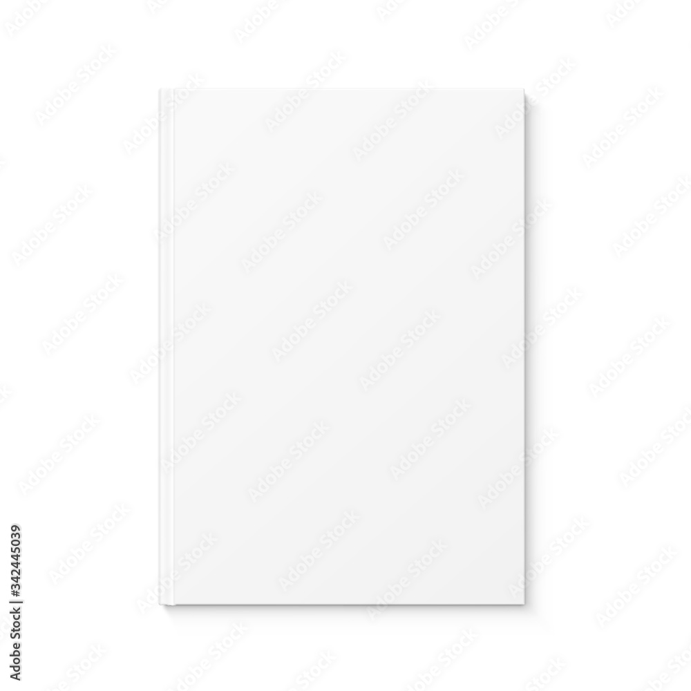 Template of blank cover book isolated on white background. Vector illustration. It can be used for promo, catalogs, brochures, magazines, etc. Ready for your design.	EPS10.