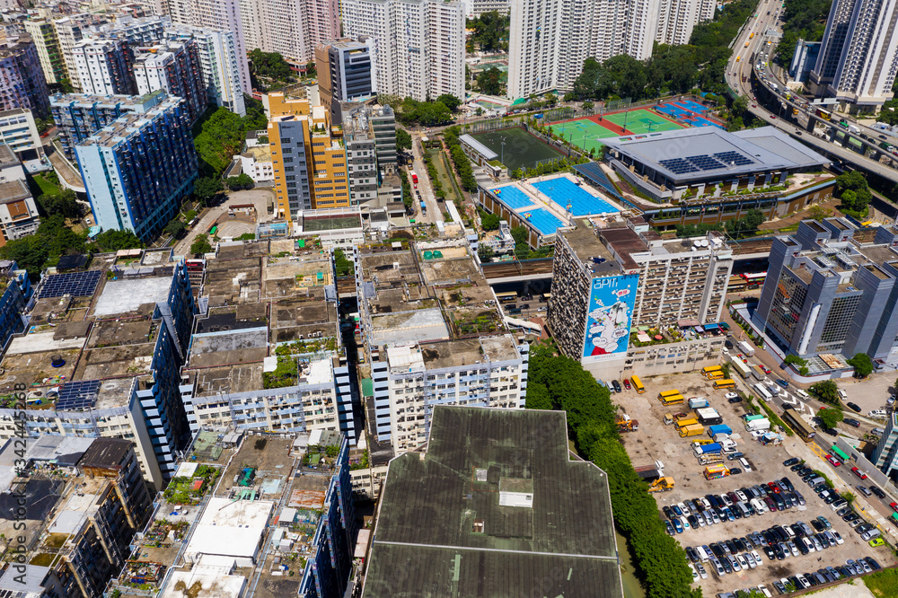 Top view of Hong Kong city