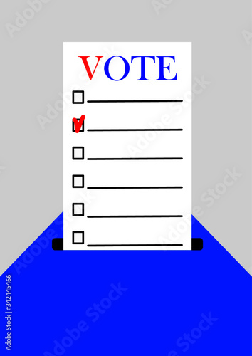 Voting in an election campaign of the president or senate and parliament. Elections in the USA. Elections in Europe. Policy. Template for Texia. Poster. Outdoor advertising. Election ballot.
