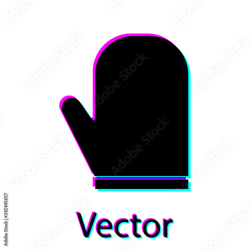 Black Oven glove icon isolated on white background. Kitchen potholder sign. Cooking glove.  Vector Illustration