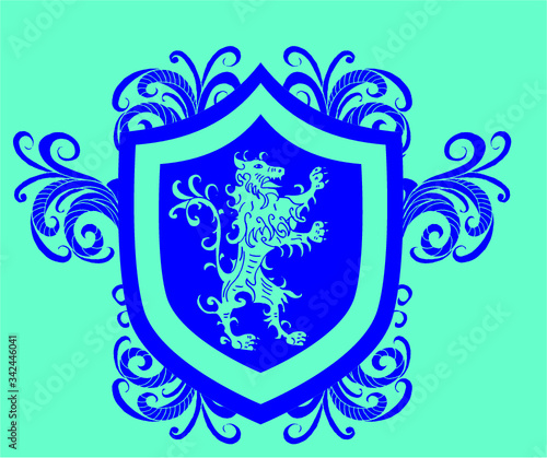 tattoo tribal heraldry lion print and embroidery graphic design vector art