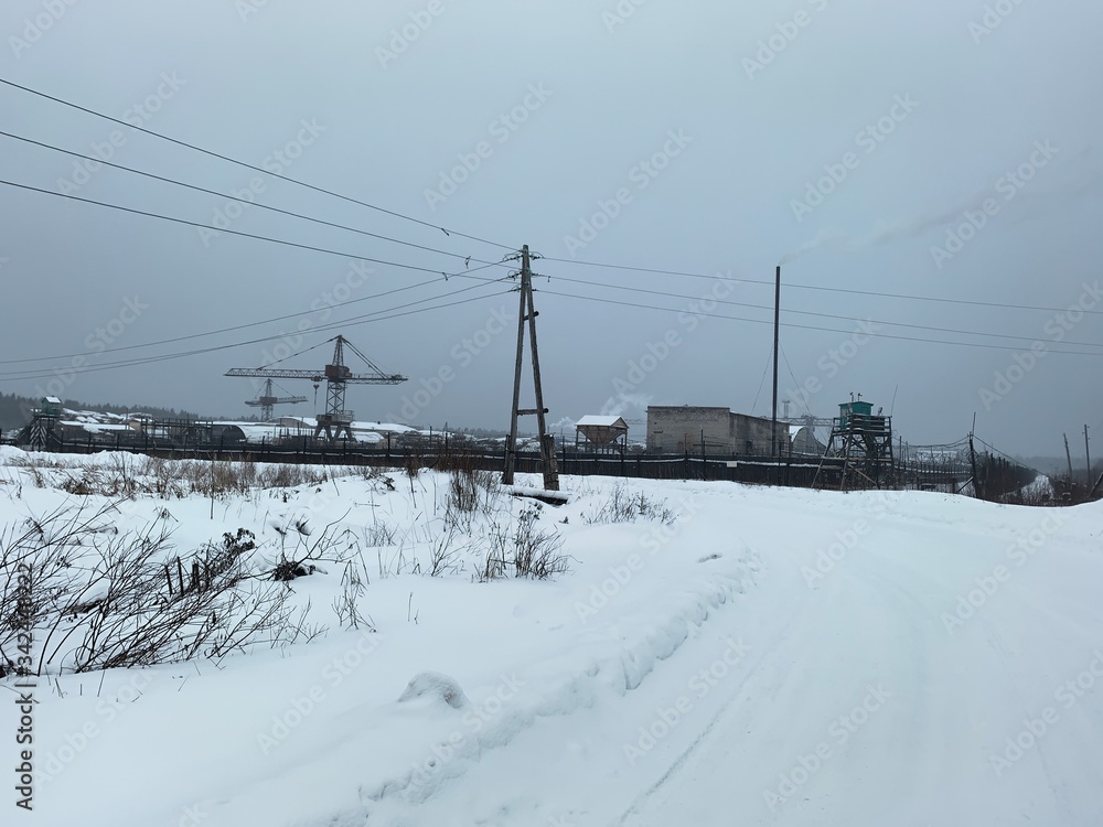 Abandoned Russian Village in the snow in winter Abandoned Russian Village in the snow in winter