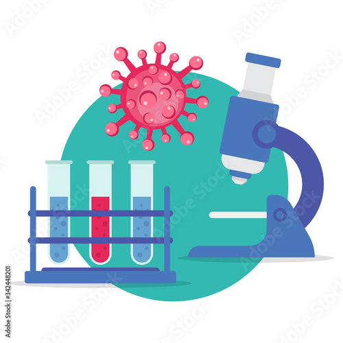 Research laboratory concept for virus. Vector illustration