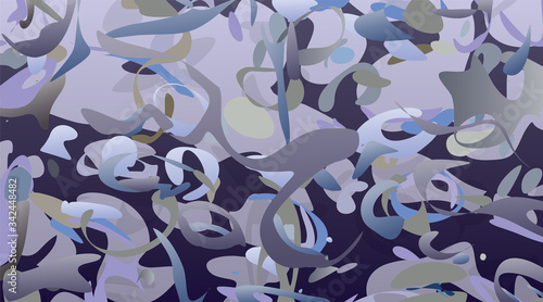 Abstract blue gum shaped splatter painting background. Vector illustration.