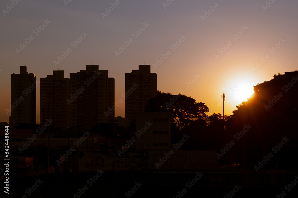 los angeles skyline at sunset