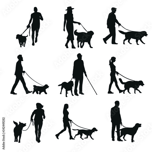 Silhouette of a person with his dog