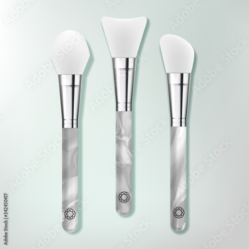 Vector Beauty Spatula Set with White & Gray Marble Effect  Resin Handle Design