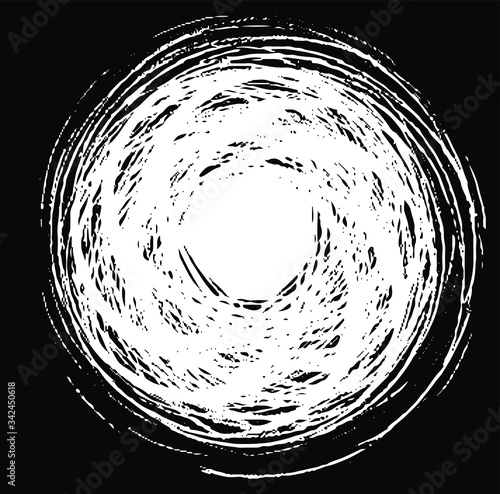 Circular texture. Distressed uneven grunge background. Abstract vector illustration. Overlay to create interesting effect and depth. Isolated on white background. EPS10.
