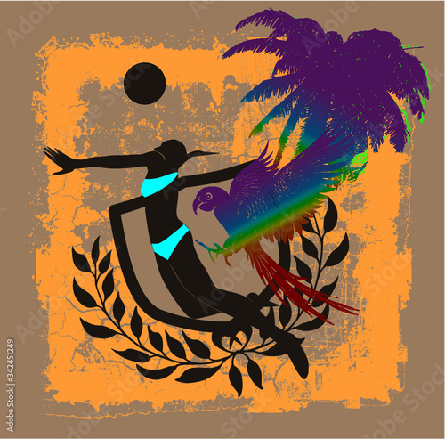summer sports beach volley print and embroidery graphic design vector art