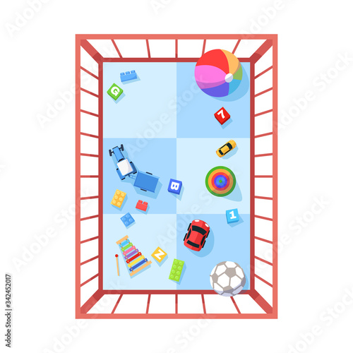 Playpen semi flat RGB color vector illustration