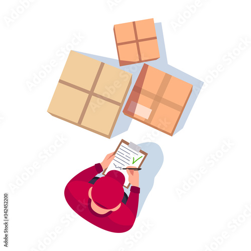 Check delivery document semi flat RGB color vector illustration
