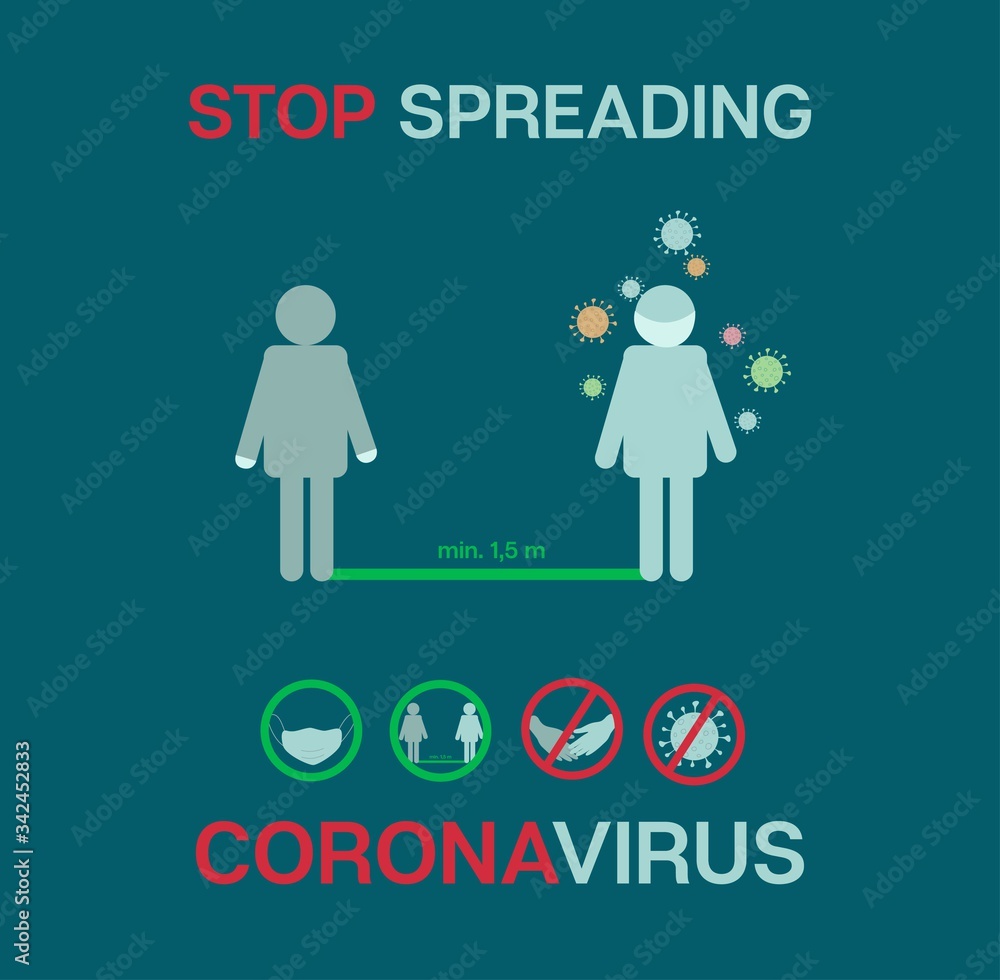 Stop Coronavirus Quarantine Banner. COVID-19 Prevention Infographic. Stop Coronavirus Quarantine Banner. COVID-19 Prevention Infographic.