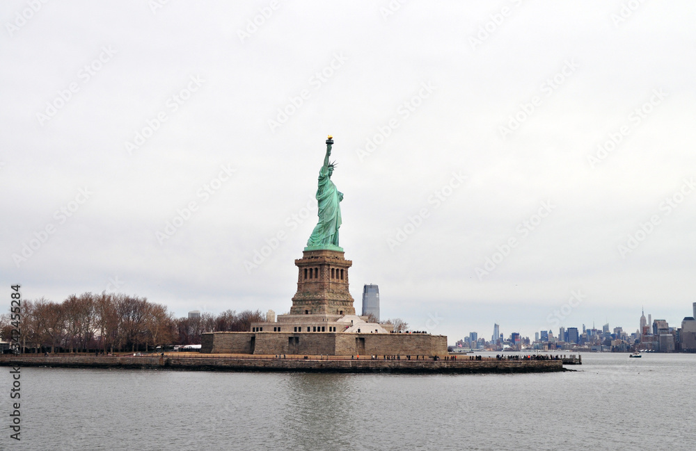 statue of liberty in winter