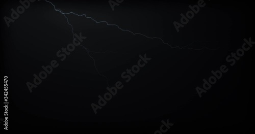 Lightning strikes on a black background with realistic reflections