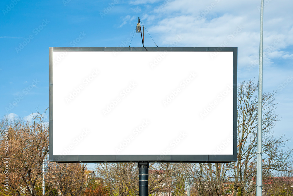 Blank white advertising display device in the city Blank white advertising display device in the city