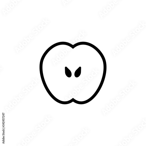Apple half icon or flat linear sign on white