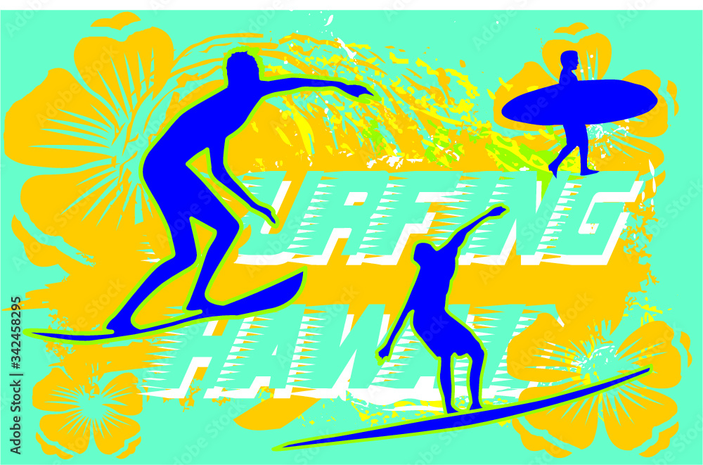American surfer palm beach print embroidery graphic design vector art