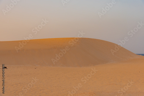 Sunset over the sand dunes  Canary Island of Fuerteventura