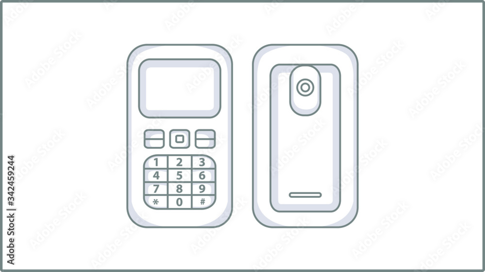Vector Liner Phone icon. Liner Cellphone Illustration. Vector Push-button Telephone Drawing.