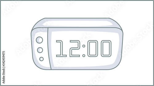 Vector Liner Digital clock icon. Alarm Illustration. Drawing. 