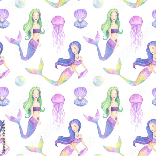 Mermaids Seamless Pattern