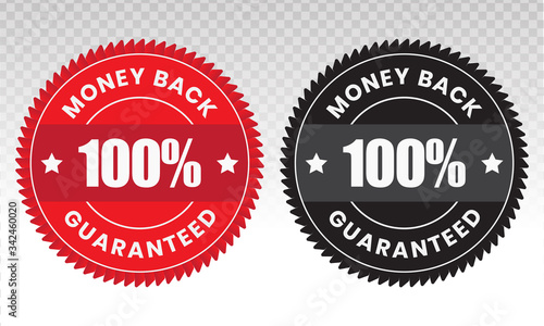 100 percent money back label vector flat icon for customer satisfaction guarantee on a transparent background