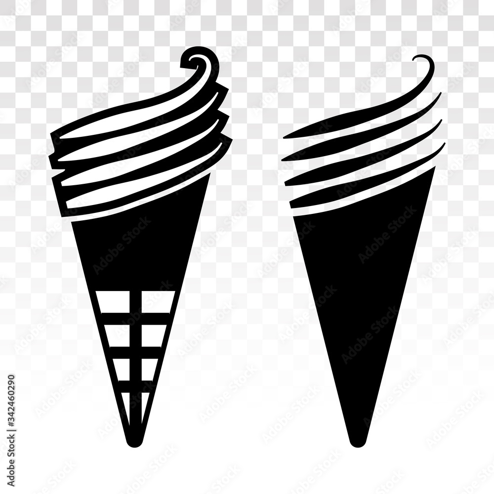Ice cream with waffle cone vector flat icon for apps and websites on a ...