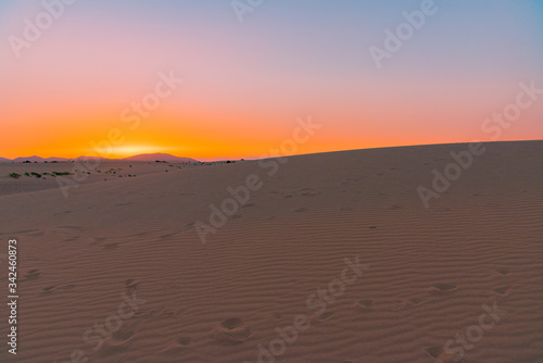 Sunset over the sand dunes, Canary Island of Fuerteventura