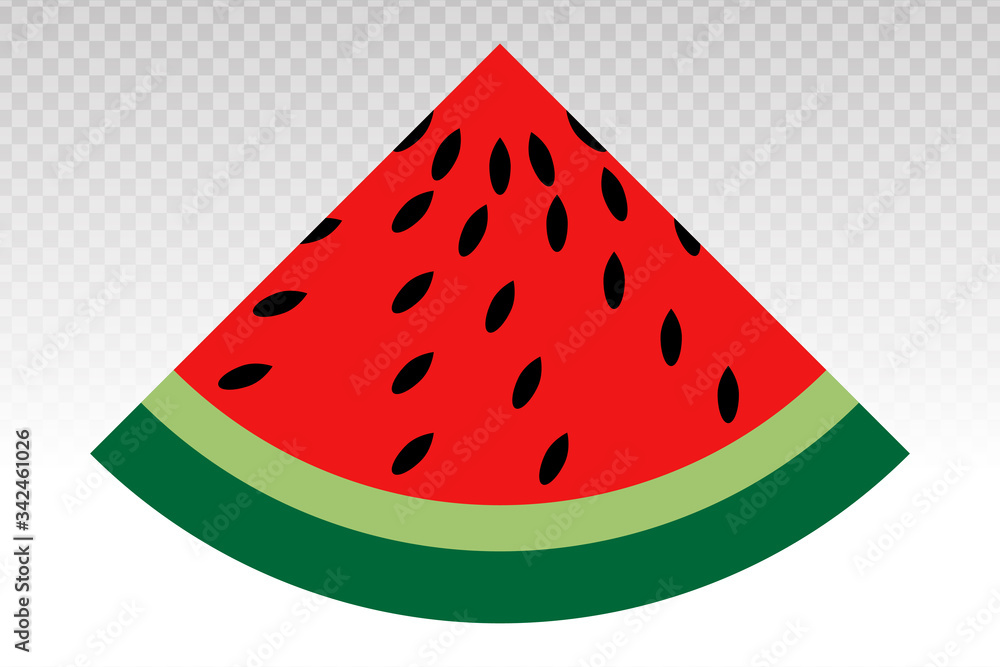 Watermelon fruit slice flat icons with triangle shape for apps and websites on a transparent background Watermelon fruit slice flat icons with triangle shape for apps and websites on a transparent background