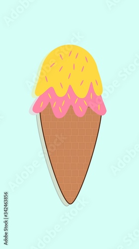 ice cream cone phone wallpaper, pink and yellow with sprinkles 